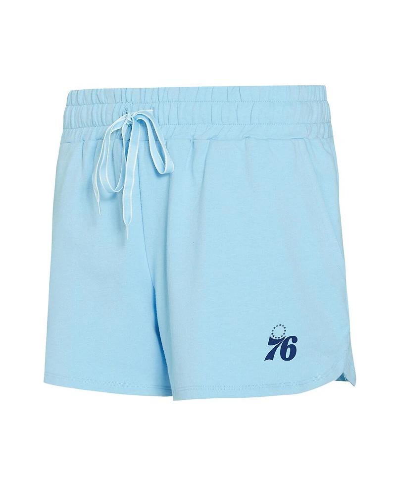 Concepts Sport Women's 2-Piece Light Blue Philadelphia 76ers Elevation Tri-Blend Long Sleeve Top and Shorts Set
