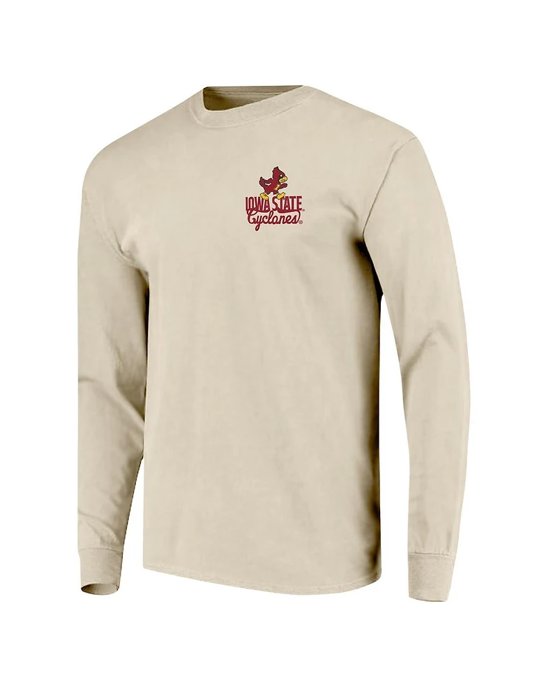 Image One Men's Natural Iowa State Cyclones Comfort Colors Mascot Overlay Long Sleeve T-Shirt