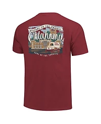 Image One Women's Crimson Oklahoma Sooners Comfort Colors Campus Scene Drawing Script T-Shirt