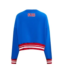 Pro Standard Women's Blue New York Rangers Area Code Cropped Pullover Sweatshirt