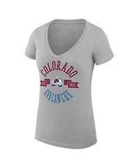 G-iii 4Her by Carl Banks Women's Heather Gray Colorado Avalanche Super-Slim Fit Lightweight City Graphic V-Neck T-Shirt