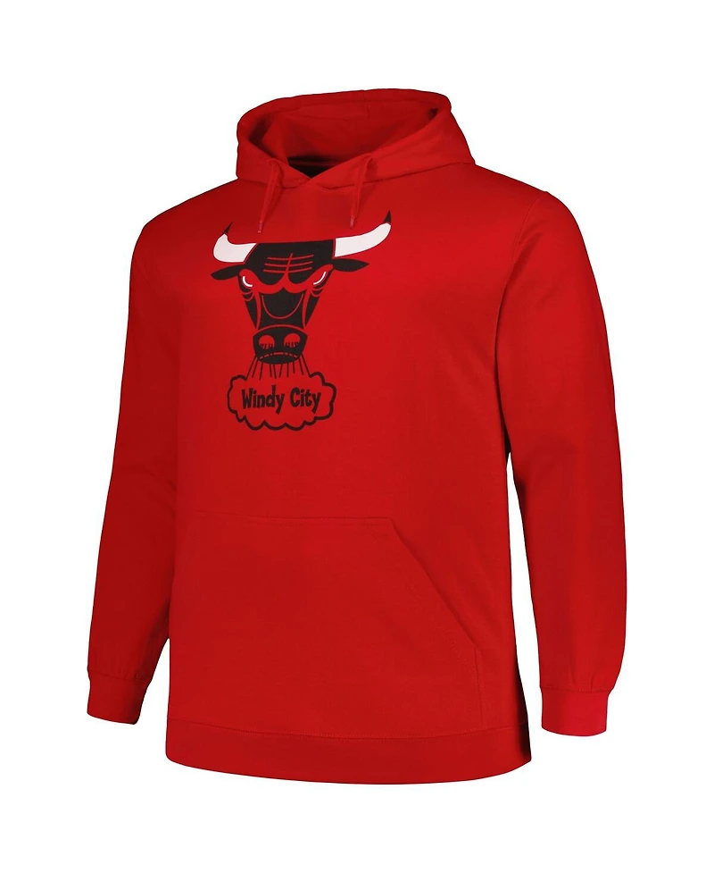 Mitchell & Ness Men's Red Chicago Bulls Hardwood Classics Big Tall Pullover Hoodie