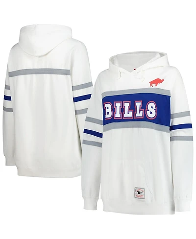 Mitchell & Ness Women's White Buffalo Bills Plus Size Head Coach Throwback Pullover Hoodie