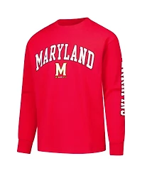 Champion Big Boys and Girls Red Maryland Terrapins Distressed Arch Over Logo Long Sleeve T-Shirt