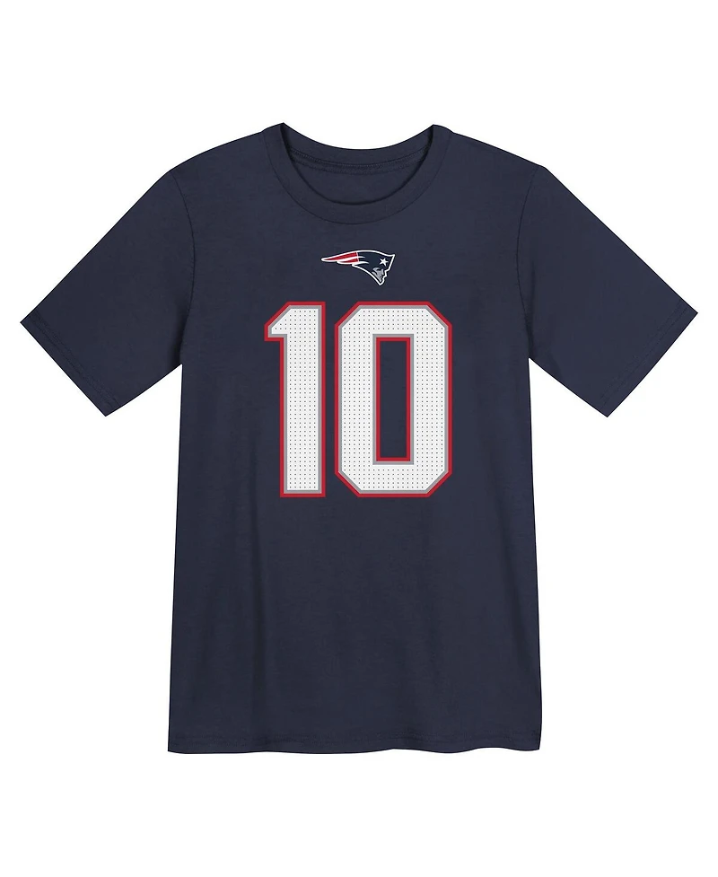 Nike Preschool Drake Maye Navy New England Patriots Player Name Number T-Shirt