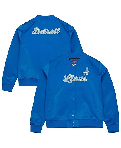 Mitchell & Ness Women's Blue Detroit Lions Full-Snap Satin Jacket
