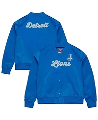Mitchell & Ness Women's Blue Detroit Lions Full-Snap Satin Jacket