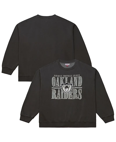 Mitchell & Ness Men's Black Oakland Raiders Downtown Crew Logo Sweatshirt