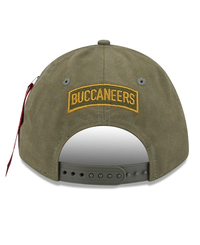 New Era x Alpha Industries Men's Olive Tampa Bay Buccaneers A-Frame 9FORTY Adjustable Hat