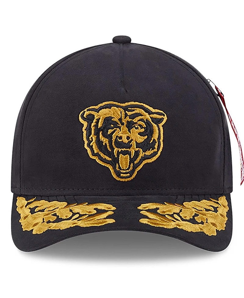New Era x Alpha Industries Men's Black Chicago Bears A-Frame 9FORTY Adjustable Hat