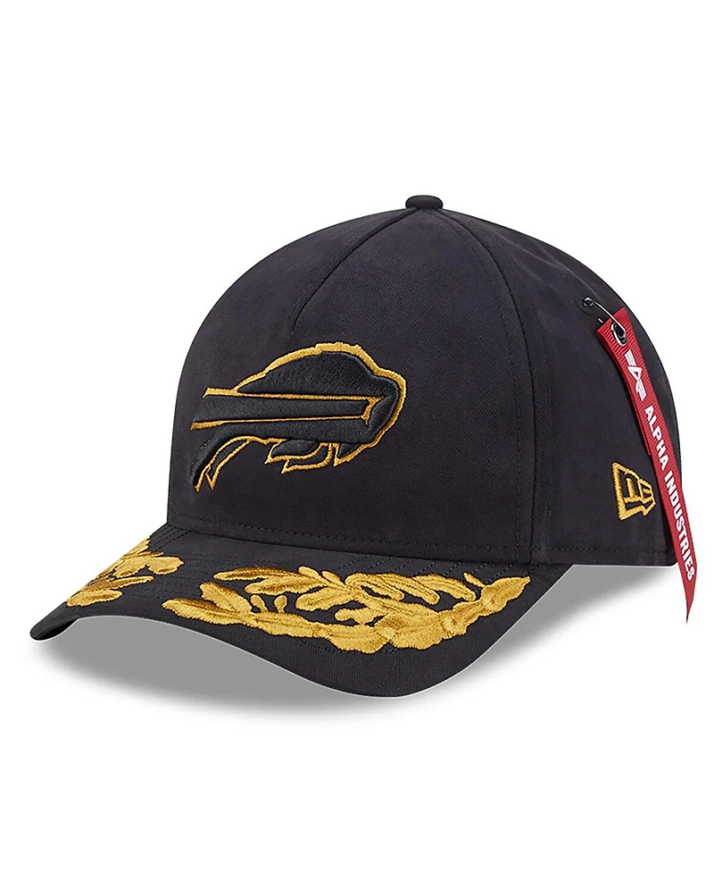 New Era x Alpha Industries Men's Black Buffalo Bills A-Frame 9FORTY Adjustable Hat