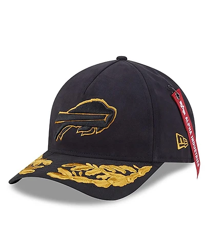New Era x Alpha Industries Men's Black Buffalo Bills A-Frame 9FORTY Adjustable Hat