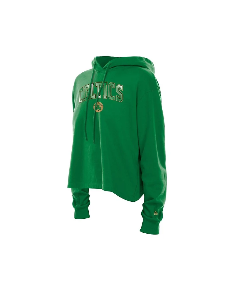 New Era Women's Kelly Green Boston Celtics Glam Game Open Back Hoodie