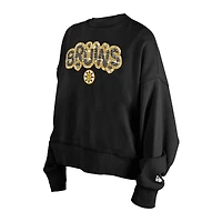 New Era Women's Black Boston Bruins Flip Sequin Sweatshirt