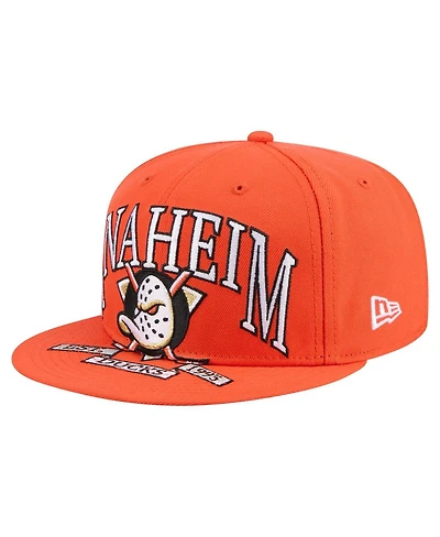 New Era Men's Orange Anaheim Ducks Oversized Arch 59Fifty Fitted Hat