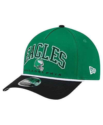 New Era Men's Kelly Green Philadelphia Eagles Throwback Arch Coolera 9FORTY A-Frame Adjustable Hat
