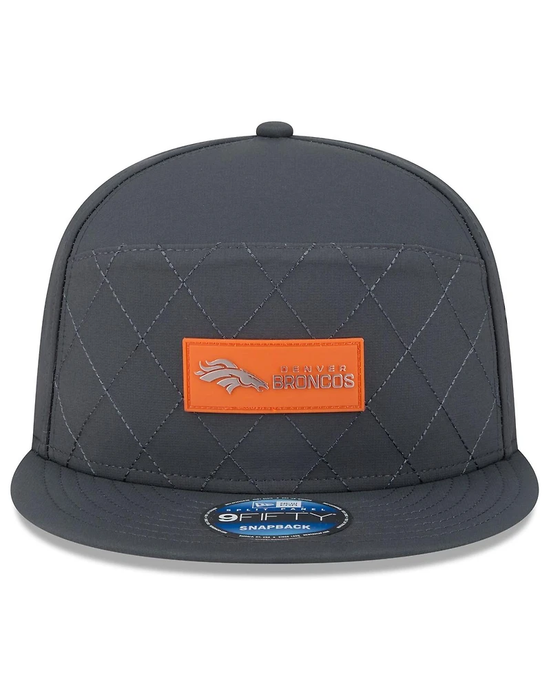 New Era Men's Charcoal Denver Broncos 2025 Sideline Cold Weather Split Panel 9FIFTY Snapback Hat
