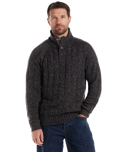 Weatherproof Vintage Men's Cable Knit Quarter Button Long Sleeve Sweater