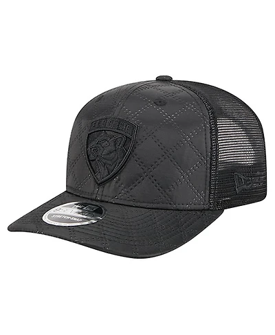 New Era Men's Black Florida Panthers Quilted Nylon 9SEVENTY Adjustable Trucker Hat