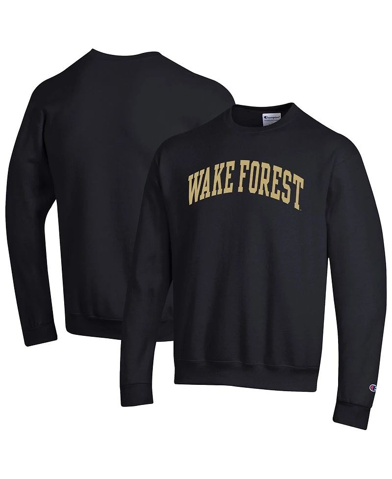 Champion Men's Black Wake Forest Demon Deacons Basic Arch Fleece Pullover Sweatshirt