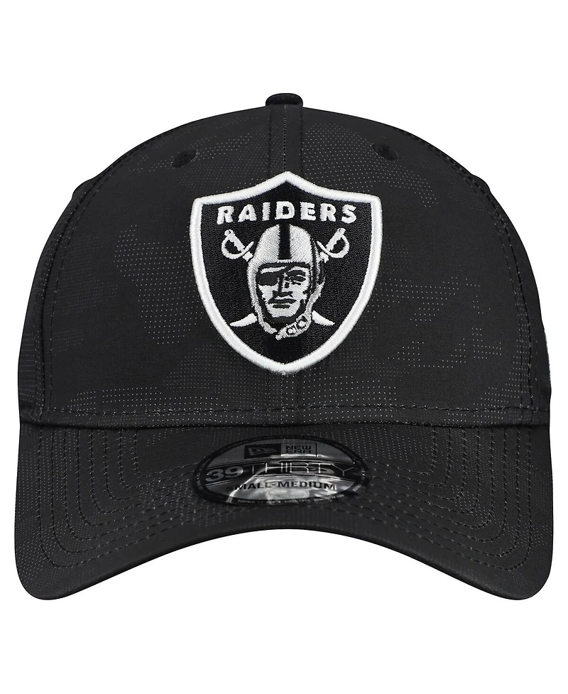 New Era Men's Black Las Vegas Raiders Tonal Camo 39THIRTY Stretch Fit Hat