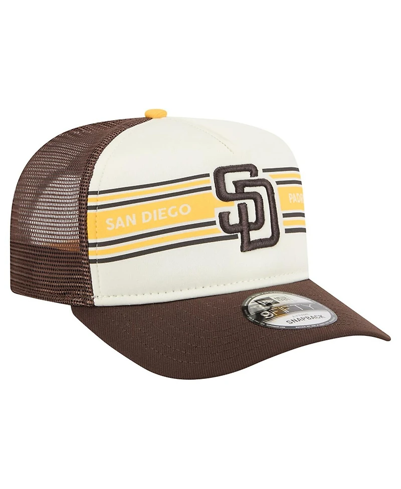 New Era Men's Cream/Brown San Diego Padres Banner A-Frame 9FIFTY Trucker Snapback Hat