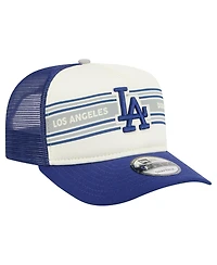 New Era Men's Cream/Royal Los Angeles Dodgers Banner A-Frame 9FIFTY Trucker Snapback Hat