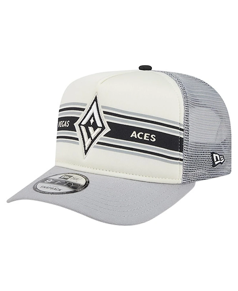New Era Men's and Women's White/Gray Las Vegas Aces Banner Foam Front 9FIFTY A-Frame Adjustable Trucker Hat