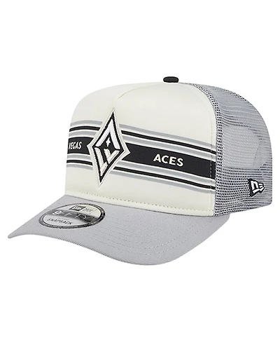 New Era Men's and Women's White/Gray Las Vegas Aces Banner Foam Front 9FIFTY A-Frame Adjustable Trucker Hat