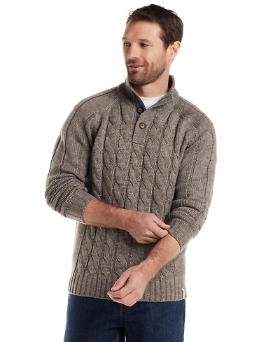 Weatherproof Vintage Men's Cable Knit Quarter Button Long Sleeve Sweater