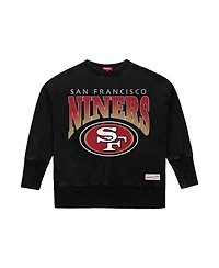 Mitchell & Ness Women's Black San Francisco 49ers Delineate Mineral Wash Crewneck Sweatshirt
