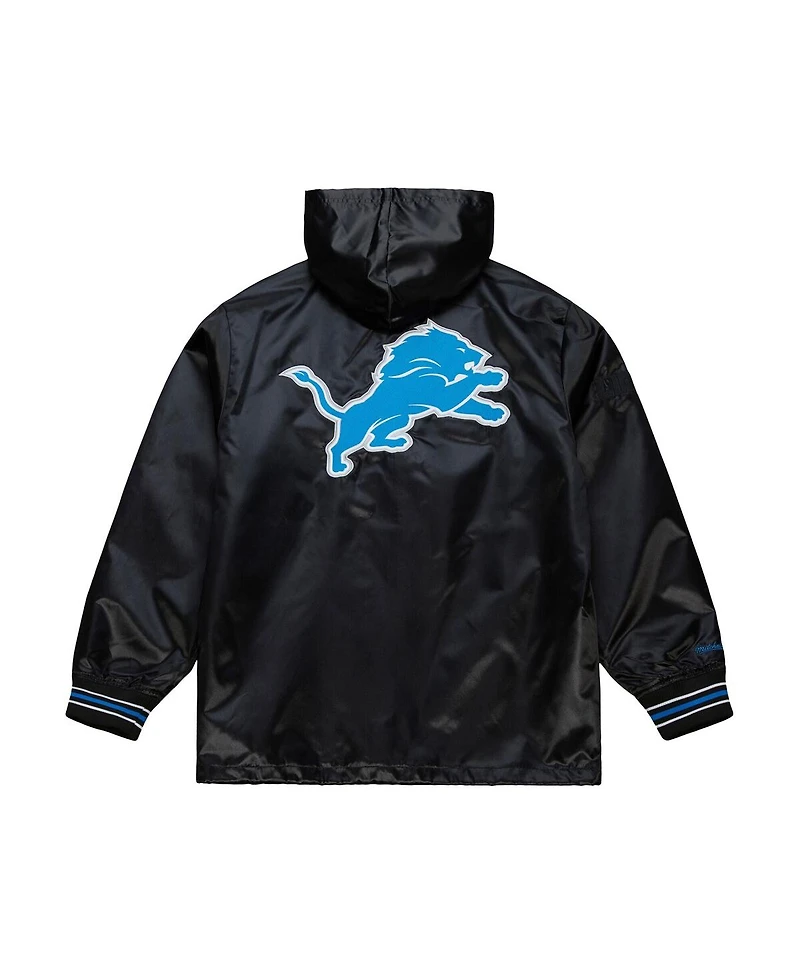 Mitchell & Ness Men's Black Detroit Lions Downtown Satin Full-Snap Jacket