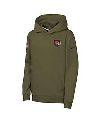 Nike Big Boys and Girls Olive Cleveland Browns 2025 Salute to Service Club Fleece Hoodie