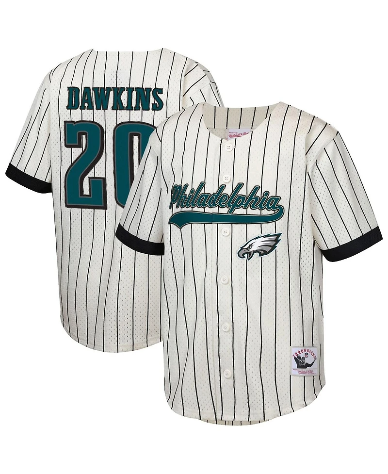 Mitchell & Ness Big Boys and Girls Brian Dawkins Cream Philadelphia Eagles Retired Player Name Number Baseball Jersey