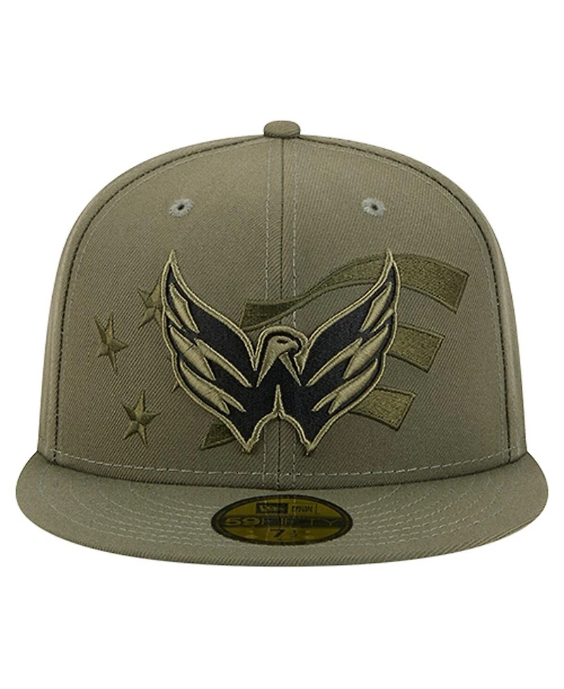 New Era Men's Olive Washington Capitals Military Appreciation Flag 59FIFTY Fitted Hat