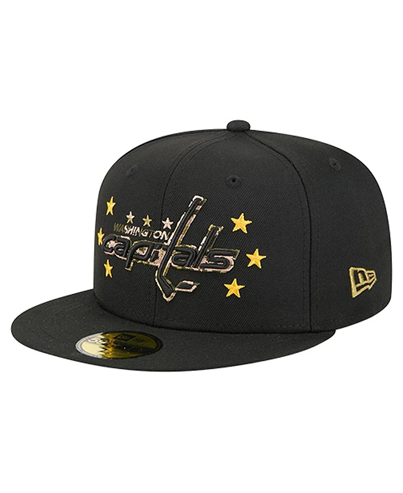New Era Men's Black Washington Capitals Military Appreciation Digital Camo Stars 59FIFTY Fitted Hat