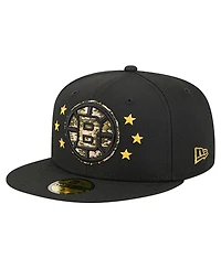 New Era Men's Black Boston Bruins Military Appreciation Digital Camo Stars 59FIFTY Fitted Hat