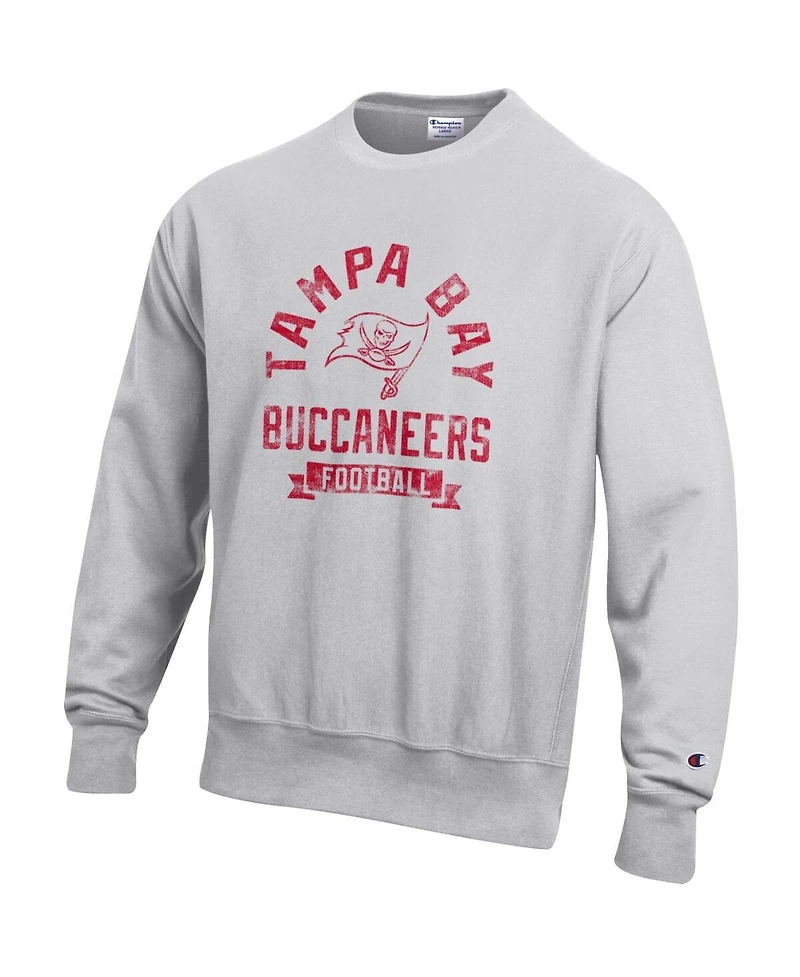 Champion Men's Heather Gray Tampa Bay Buccaneers Reverse Weave Fleece Pullover Sweatshirt