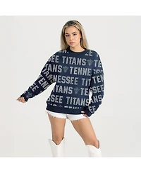 Gameday Couture Women's Navy Tennessee Titans Relaxed Drop Shoulder Hype Era Rhinestone Text Sweatshirt