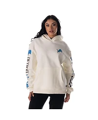 The Wild Collective Men's and Women's Cream Detroit Lions Stacked Graphic Sleeve Fleece Hoodie