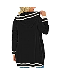Gameday Couture Women's Black Washington Huskies Stripe Detail Tri-Blend Hoodie Cardigan Sweater