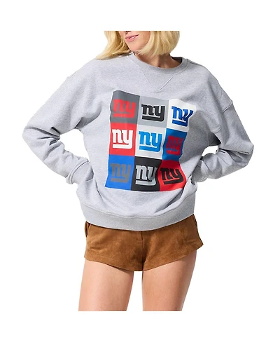 Terez Women's Gray New York Giants Technicolor Oversized Sweatshirt