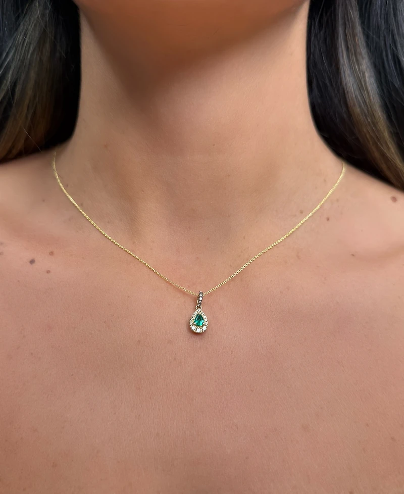 Le Vian Emerald (1/4 ct. t.w.), Chocolate Diamond (1/20 ct. t.w.) and Nude Diamond Necklace (3/20 ct. t.w.) in 14K Honey Gold