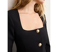 Good American Women's Square Neck Long Sleeve Jacket, Regular and Plus
