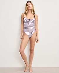 Good American Pull-On Plaid Drawstring Swimsuit