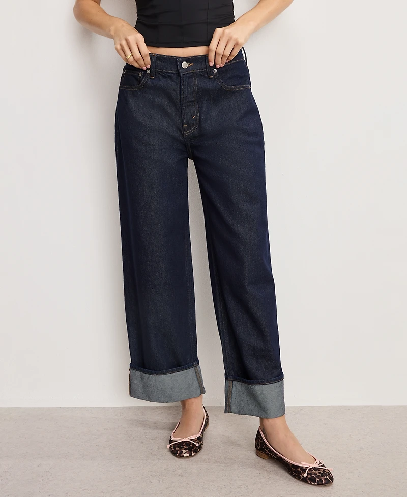 Good American Women's Relaxed Baggy Low-Rise Jeans, Regular and Plus