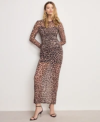 Good American Women's Mesh Ruched Long Sleeve Maxi Dress, Regular and Plus