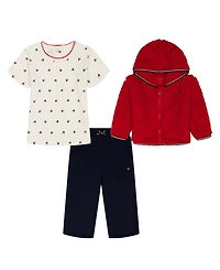 Tommy Hilfiger Baby Girls 3-Piece Crewneck T-Shirt, Hoodie, and Pants Set