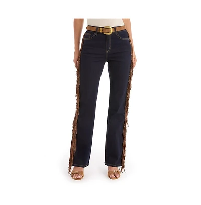 The Noli Shop Women's Ryder Fringe Jean - Indigo