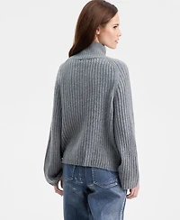 Bar Iii Women's Mock-Neck Ribbed Sweater, Macy's Exclusive